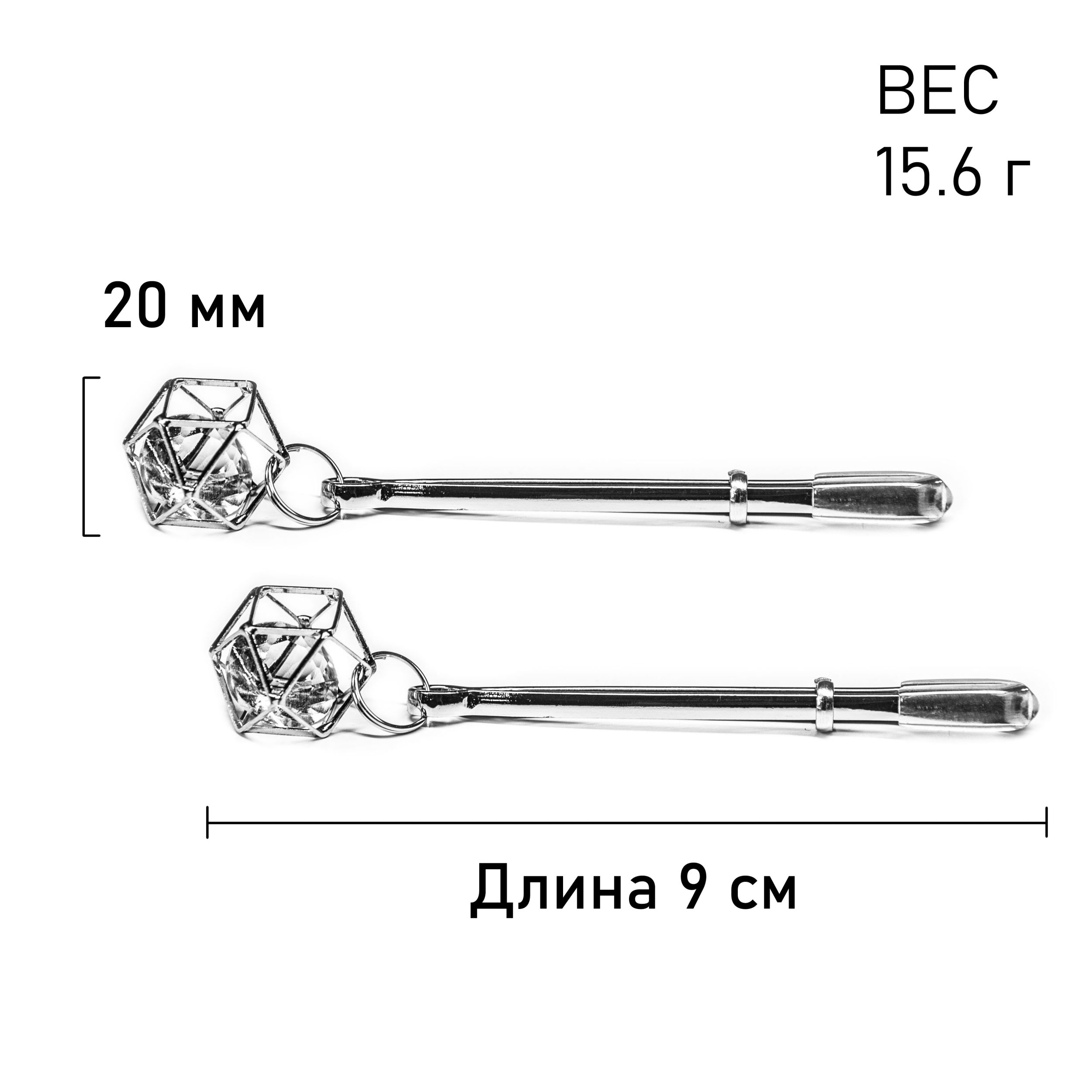 Зажим для сосков SeSati, длина 9 см, силиконовый, металлический, серебристый